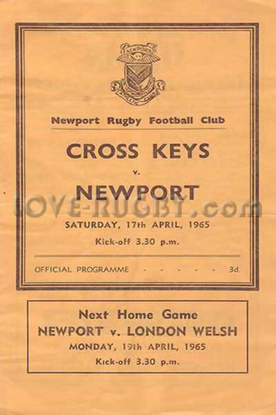 1965 Newport v Cross Keys  Rugby Programme